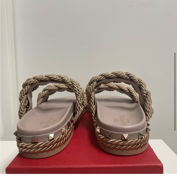 Valentino Rockstud Espadrille Braided Slides - Picture 3 of 8